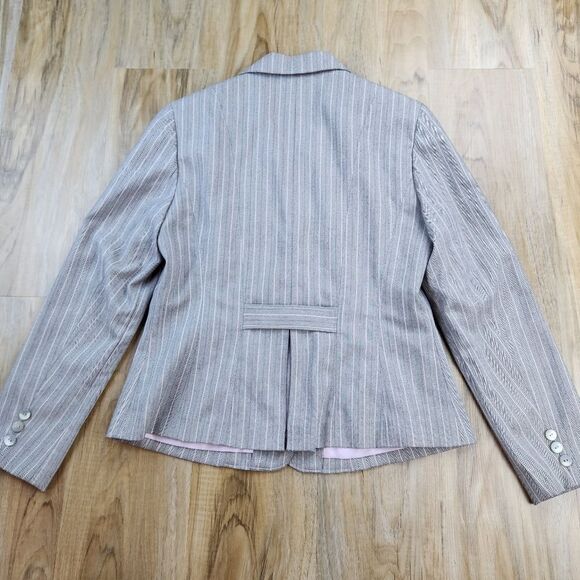 🐞Signature by Larry Levine Gray & Pink Pinstripe Blazer Size 10 - Picture 4 of 15